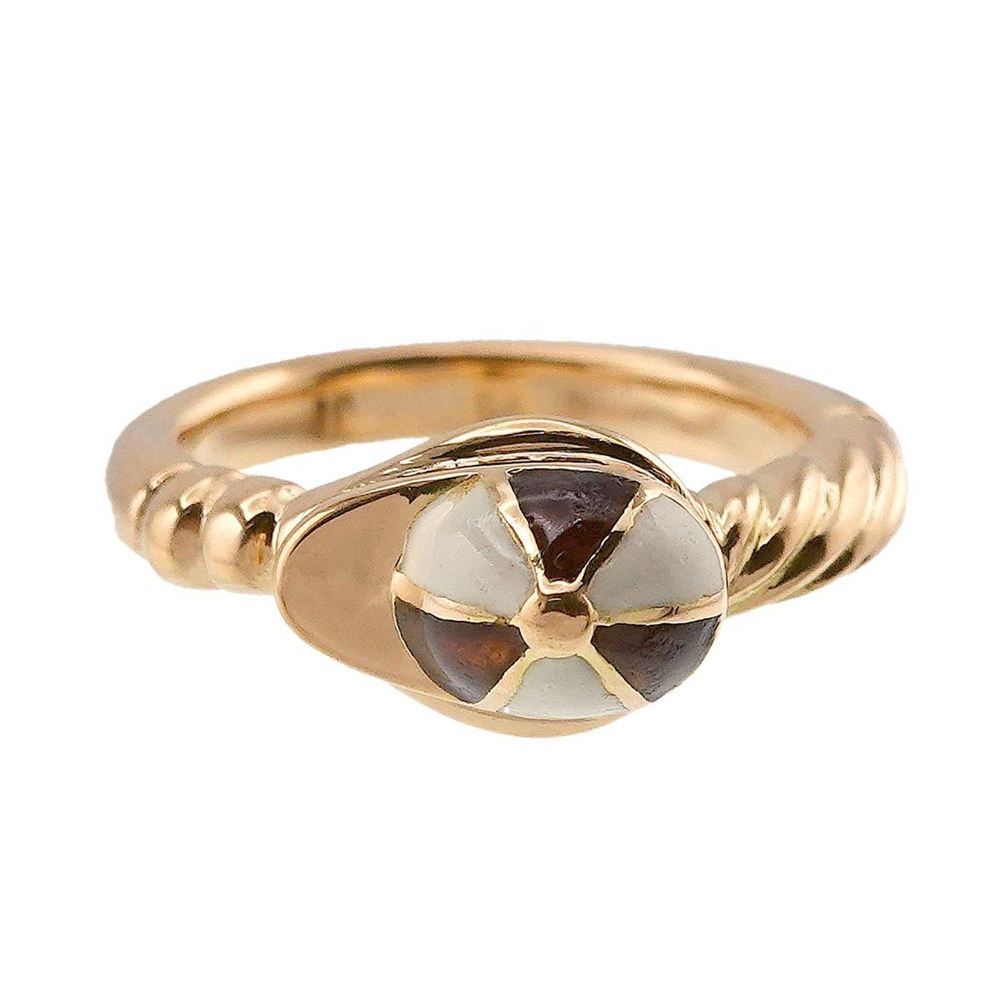 GUCCI No. 12 Ring Enamel K18 YG Yellow Gold 750 - Picture 5 of 8
